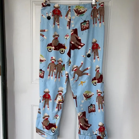 •Nick & Nora• Sock Monkey Pattern Pajama Set - Size Large - Picture 10 of 13